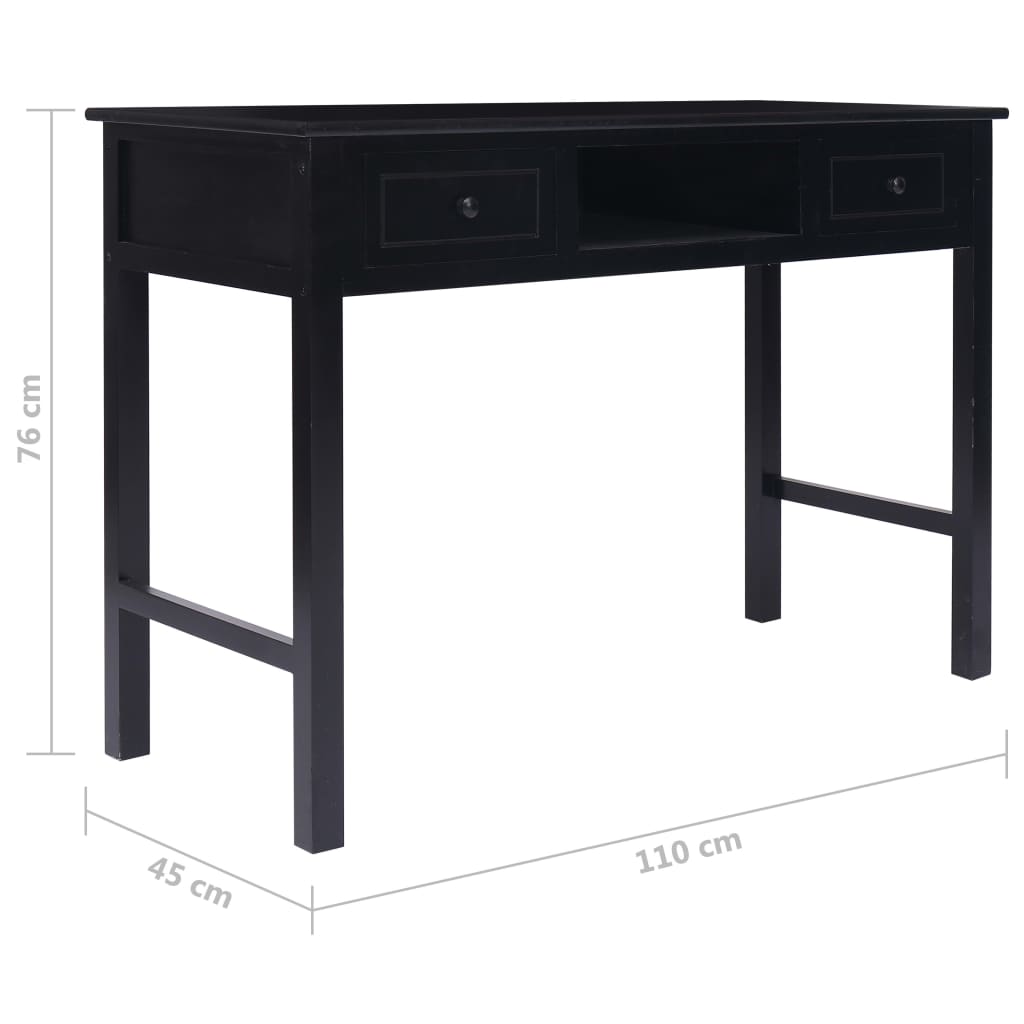 Schrijftafel 110x45x76 cm hout zwart – afbeelding 9