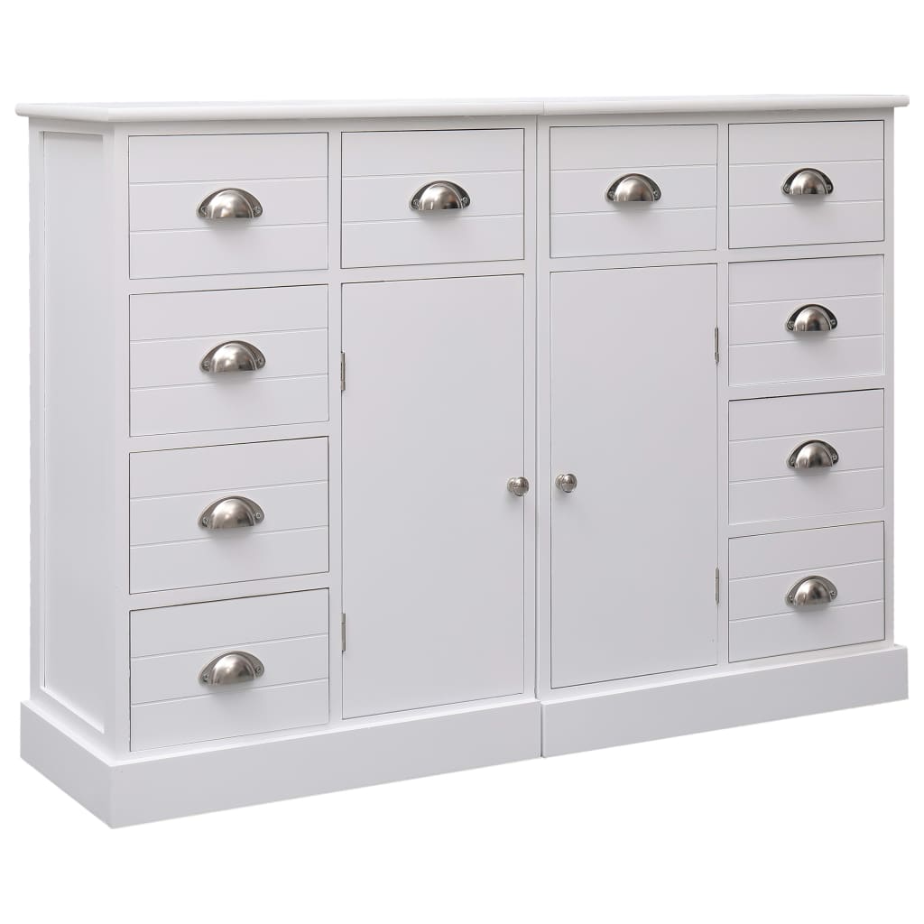Dressoir met 10 lades 113x30x79 cm hout wit