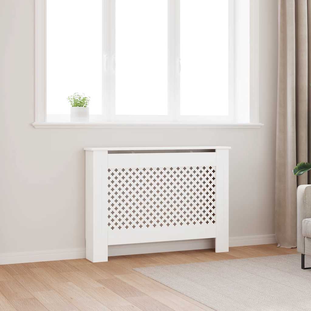 Radiatorombouw 112x19x81,5 cm MDF wit – afbeelding 1
