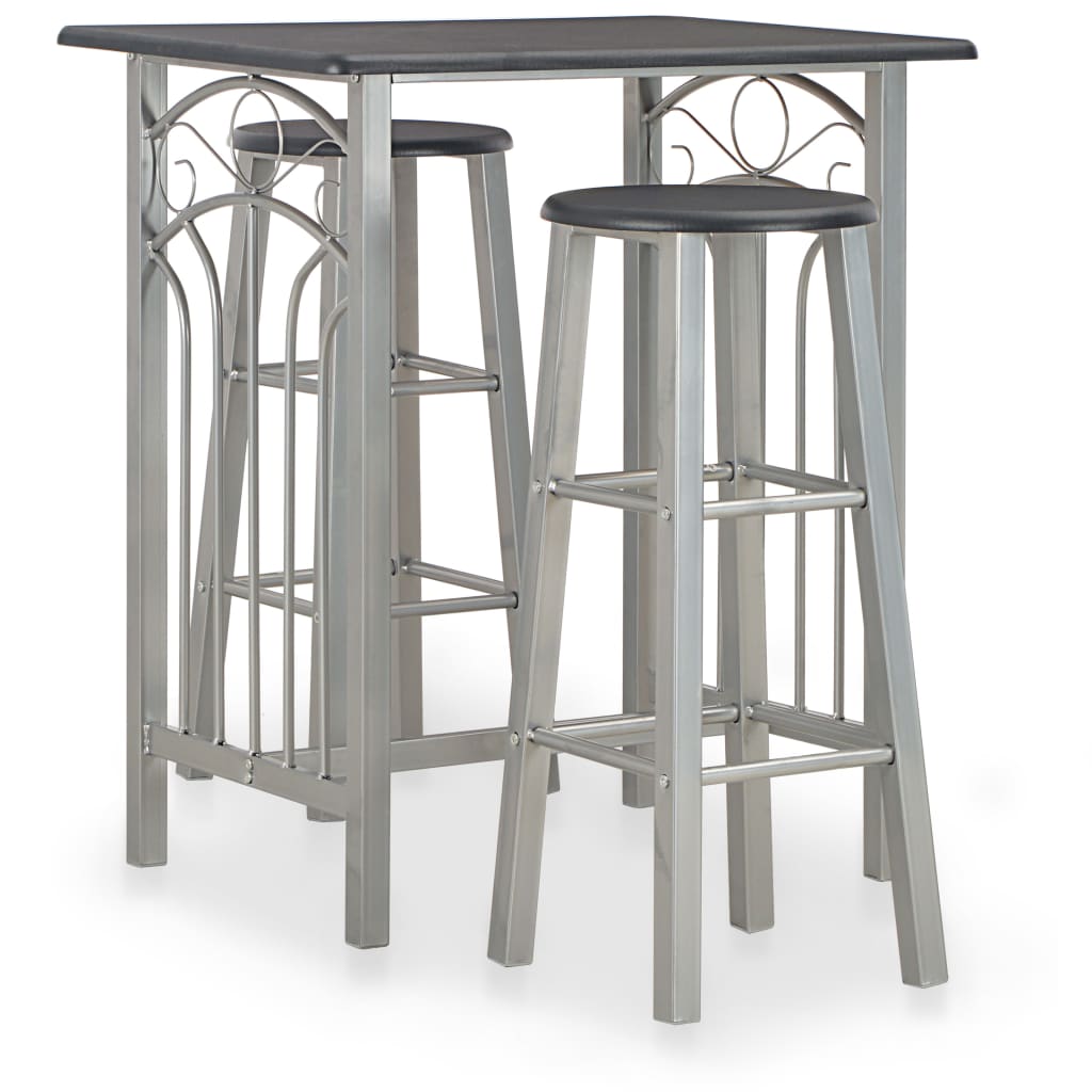 3-delige Barset hout en staal zwart – afbeelding 1