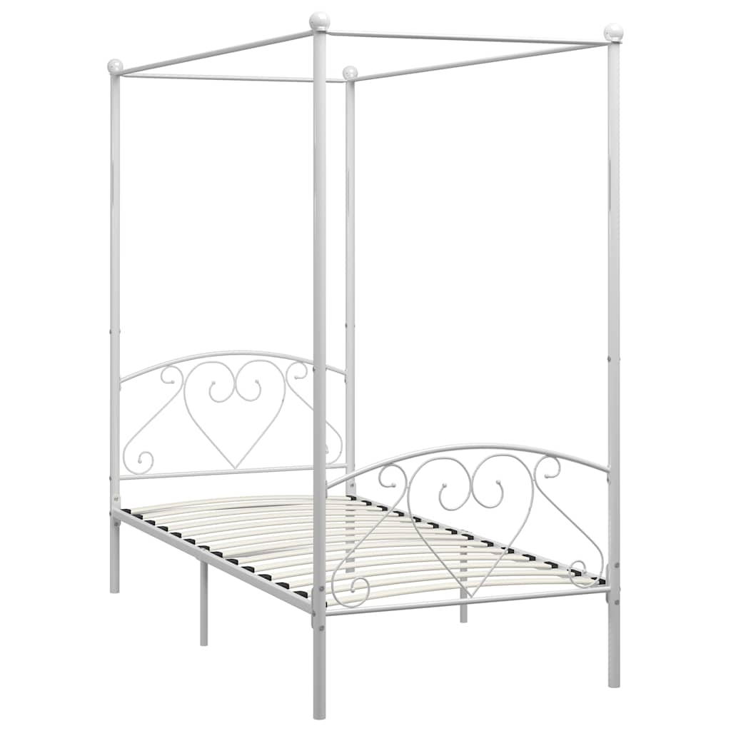 Hemelbedframe metaal wit 90x200 cm – afbeelding 2