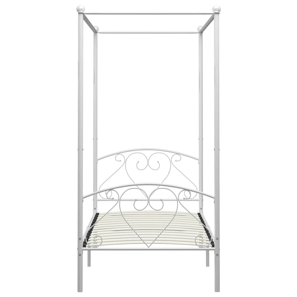 Hemelbedframe metaal wit 90x200 cm – afbeelding 3