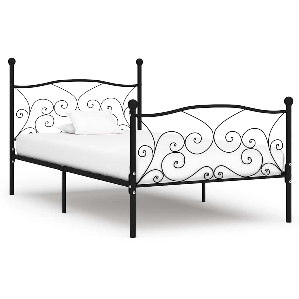 Bedframe met lattenbodem metaal zwart 100x200 cm – afbeelding 1