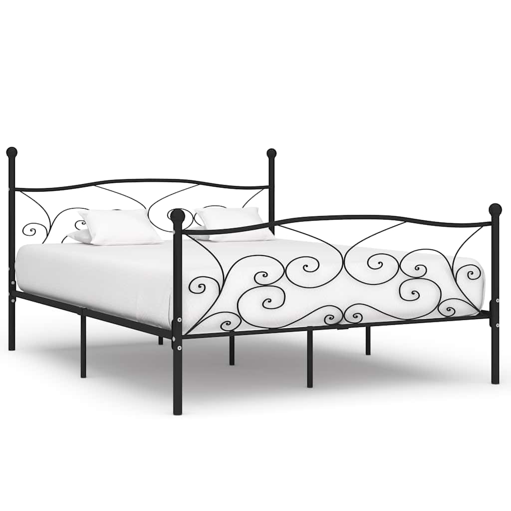 Bedframe met lattenbodem metaal zwart 200x200 cm – afbeelding 1