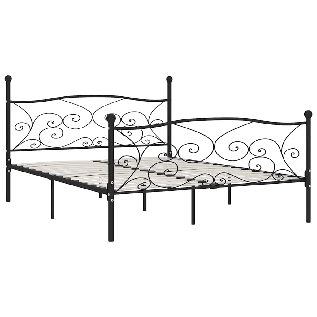 Bedframe met lattenbodem metaal zwart 200x200 cm – afbeelding 2