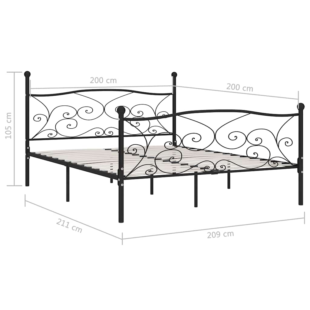Bedframe met lattenbodem metaal zwart 200x200 cm – afbeelding 5