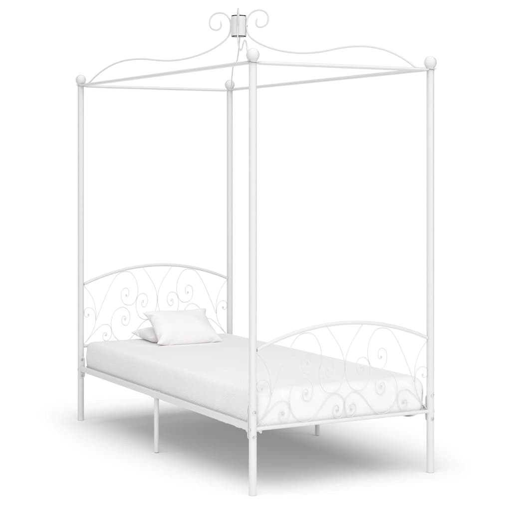 Hemelbedframe metaal wit 90x200 cm – afbeelding 1