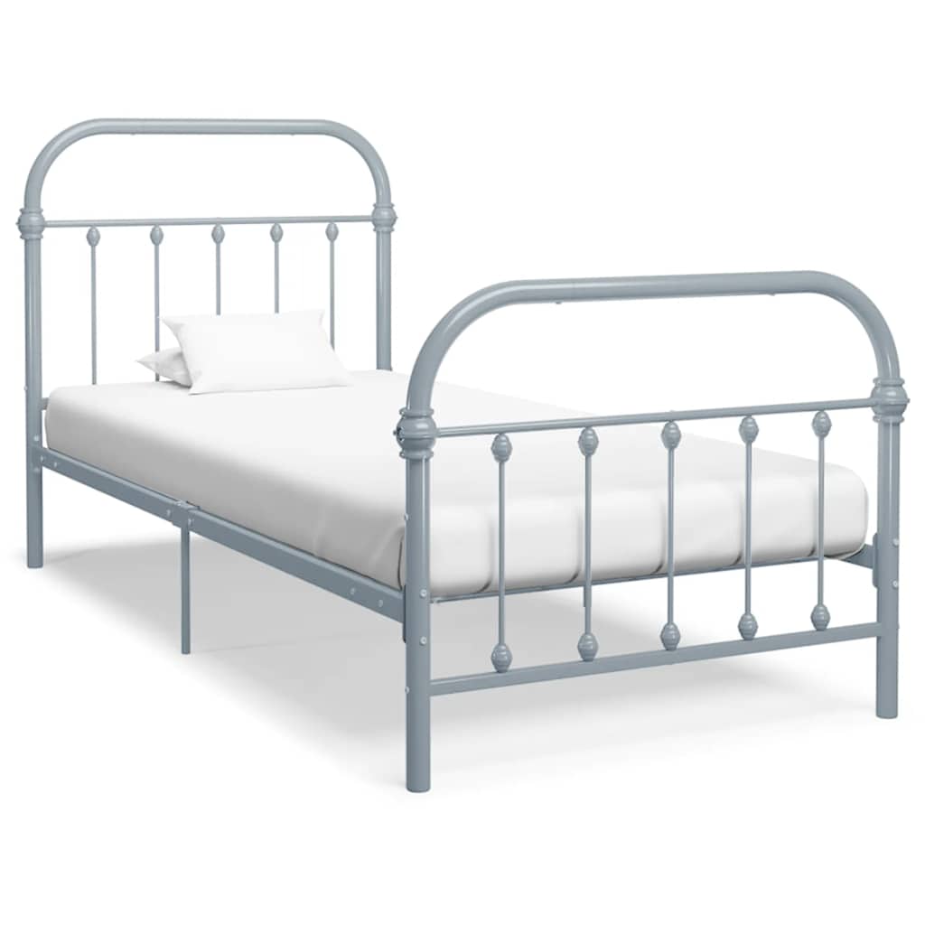 Bedframe metaal grijs 90x200 cm – afbeelding 1