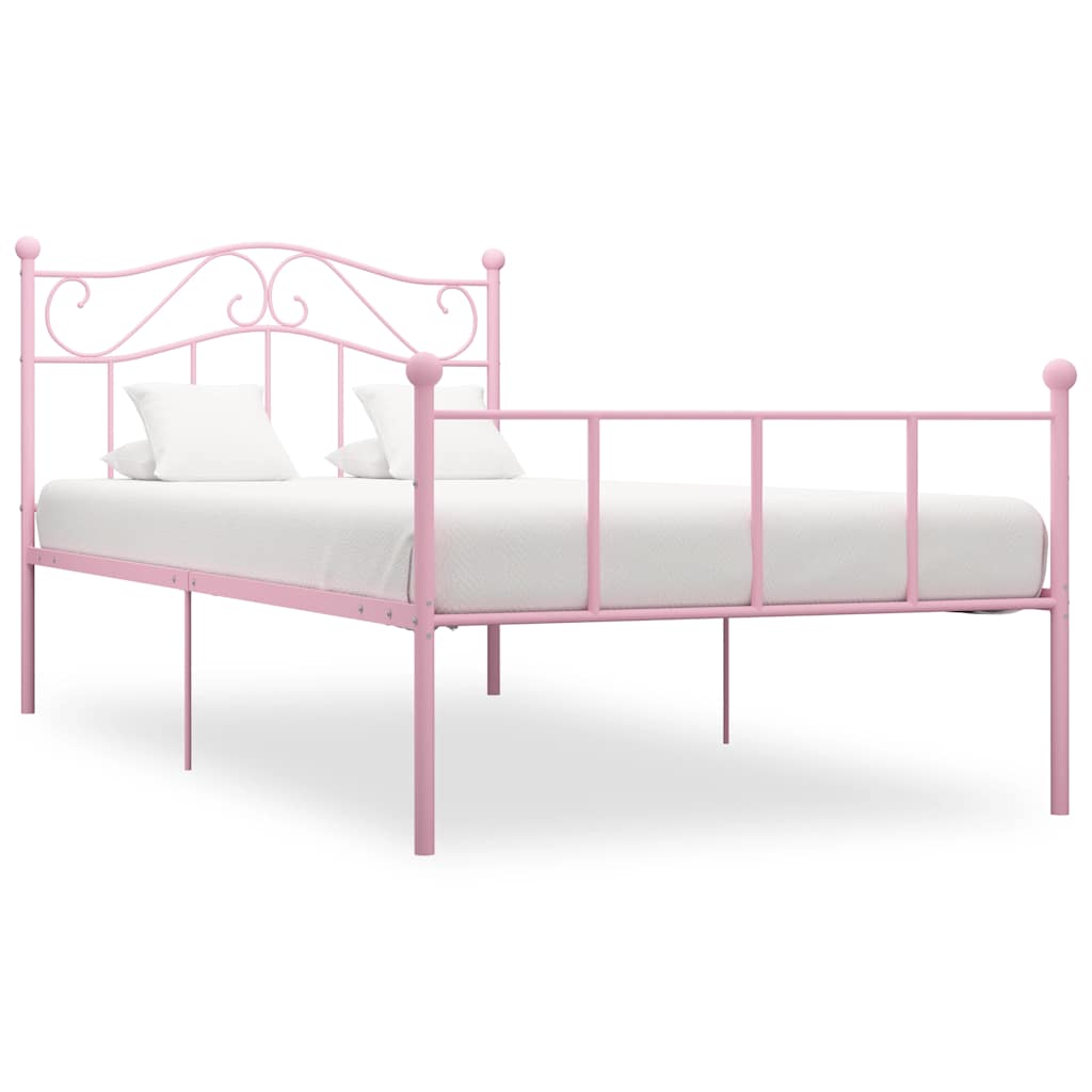 Bedframe metaal roze 90x200 cm – afbeelding 1