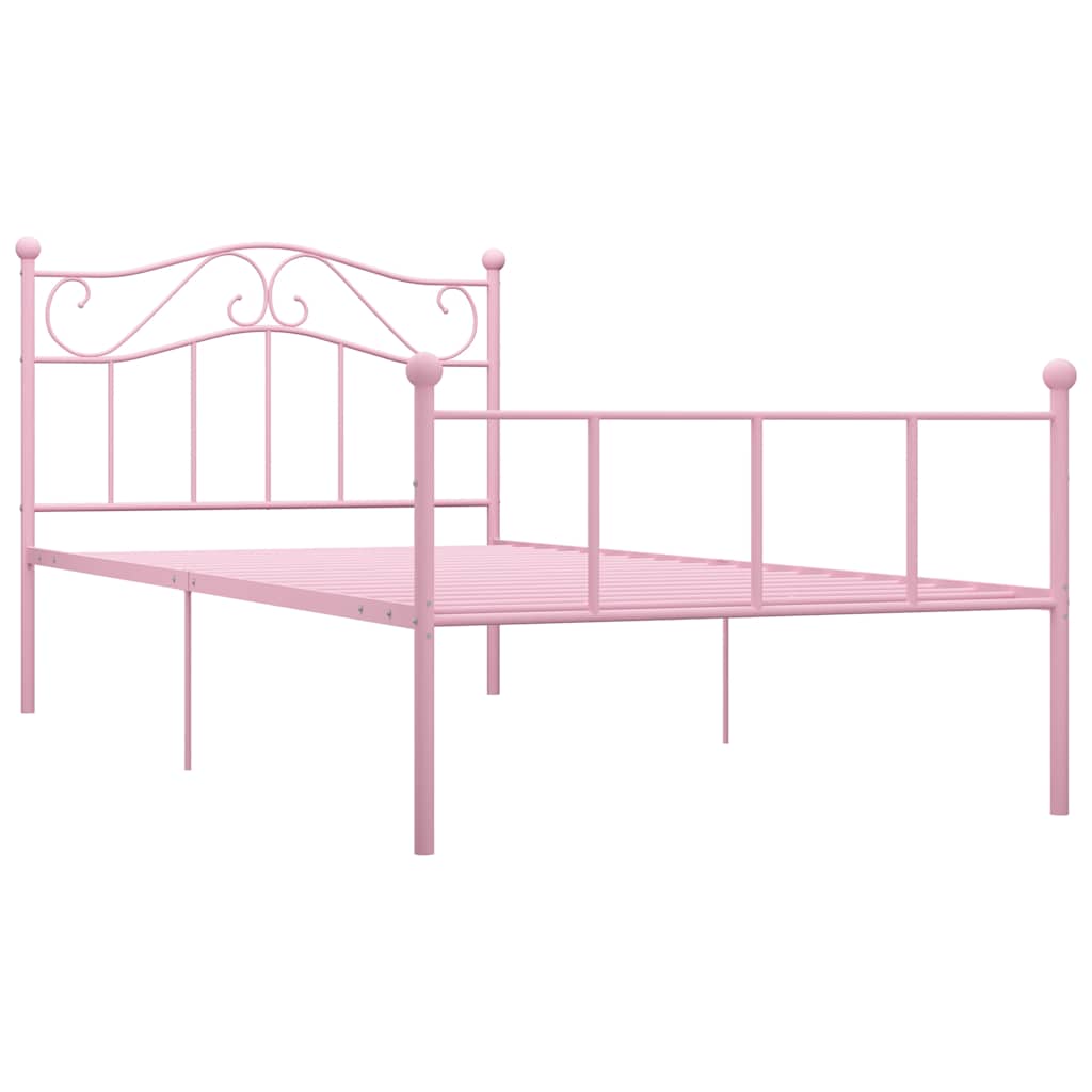 Bedframe metaal roze 90x200 cm – afbeelding 2