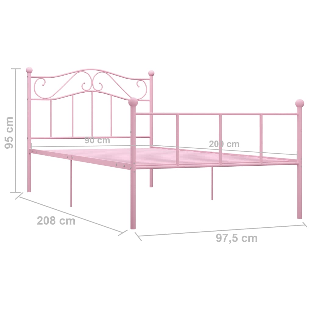 Bedframe metaal roze 90x200 cm – afbeelding 6