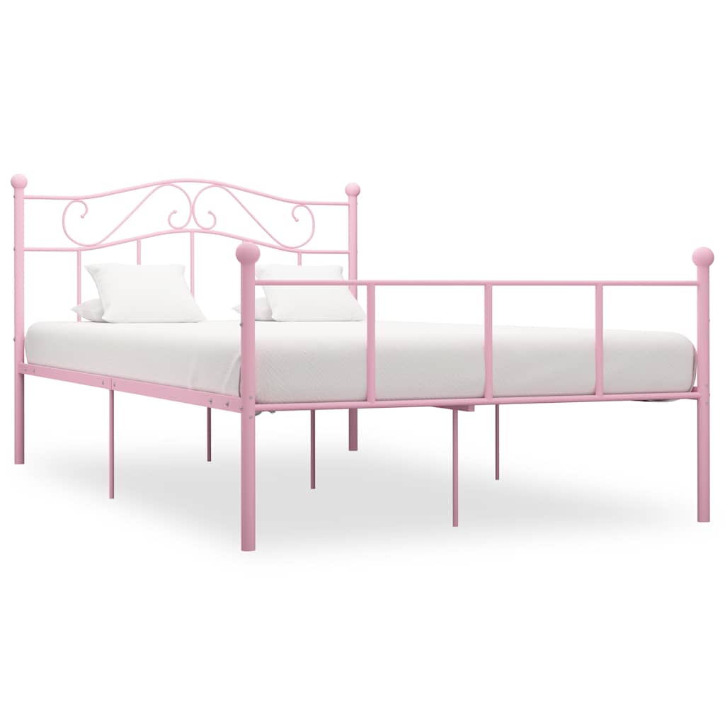 Bedframe metaal roze 160x200 cm – afbeelding 1