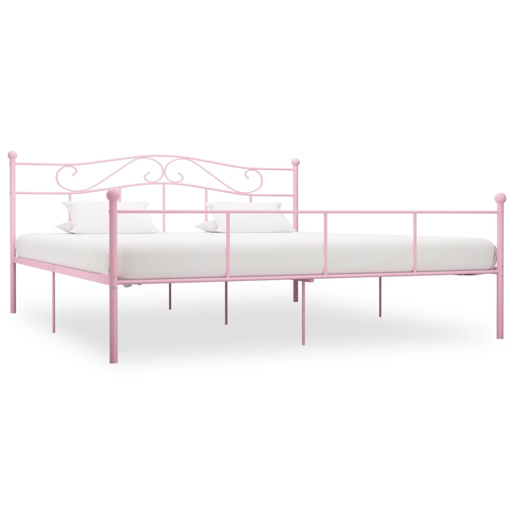 Bedframe metaal roze 180x200 cm – afbeelding 1