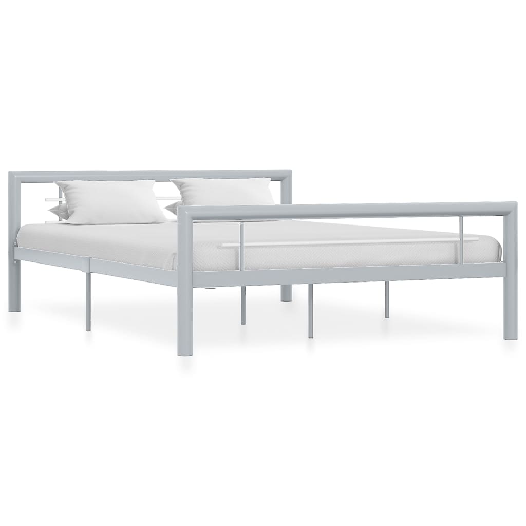 Bedframe metaal grijs en wit 160x200 cm – afbeelding 1