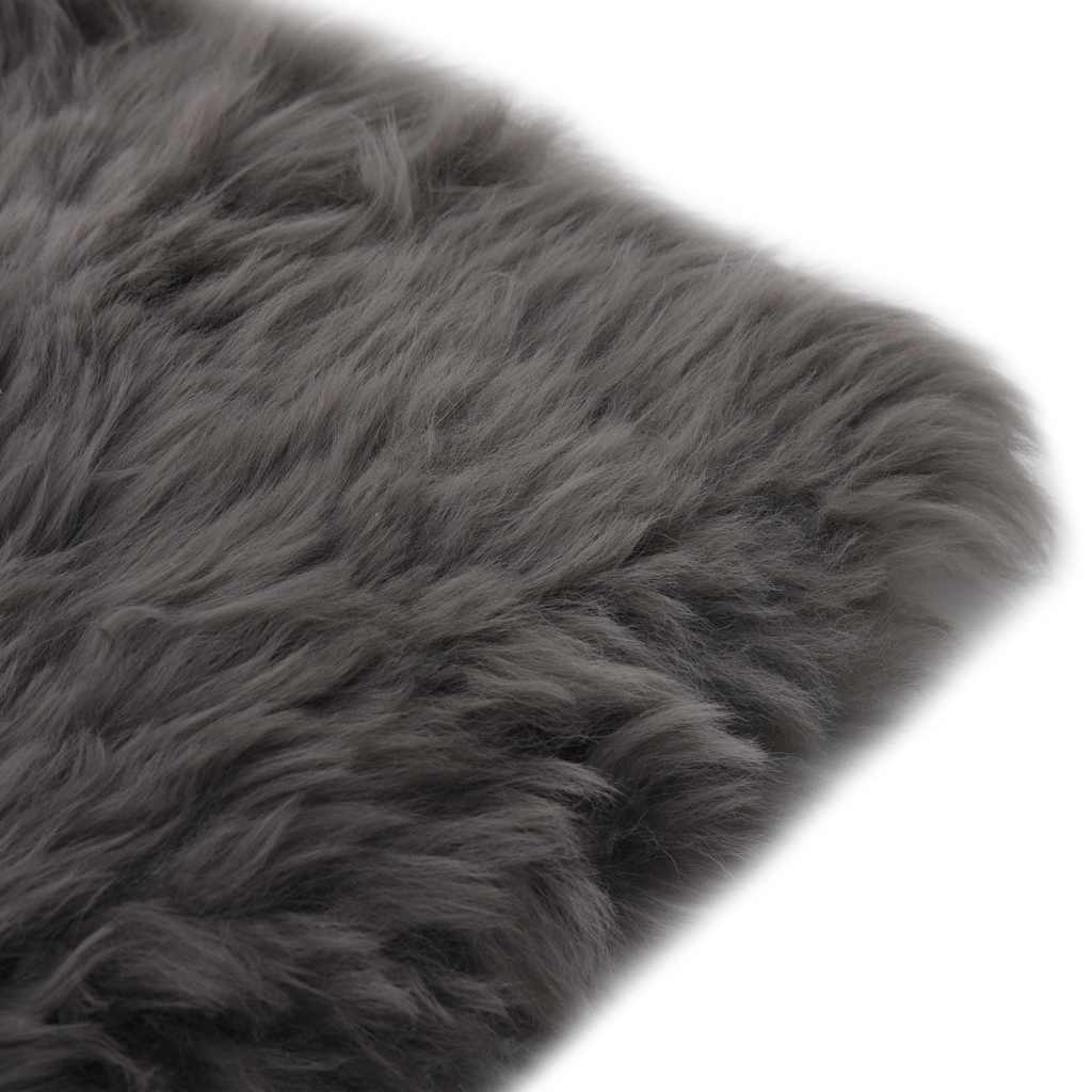 Stoelkussens 2 st 40x40 cm echt schapenvacht lichtgrijs – afbeelding 3