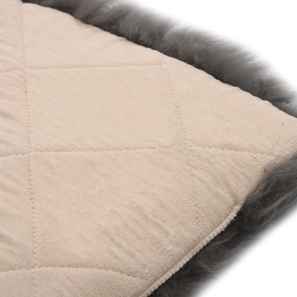 Stoelkussens 2 st 40x40 cm echt schapenvacht lichtgrijs – afbeelding 4