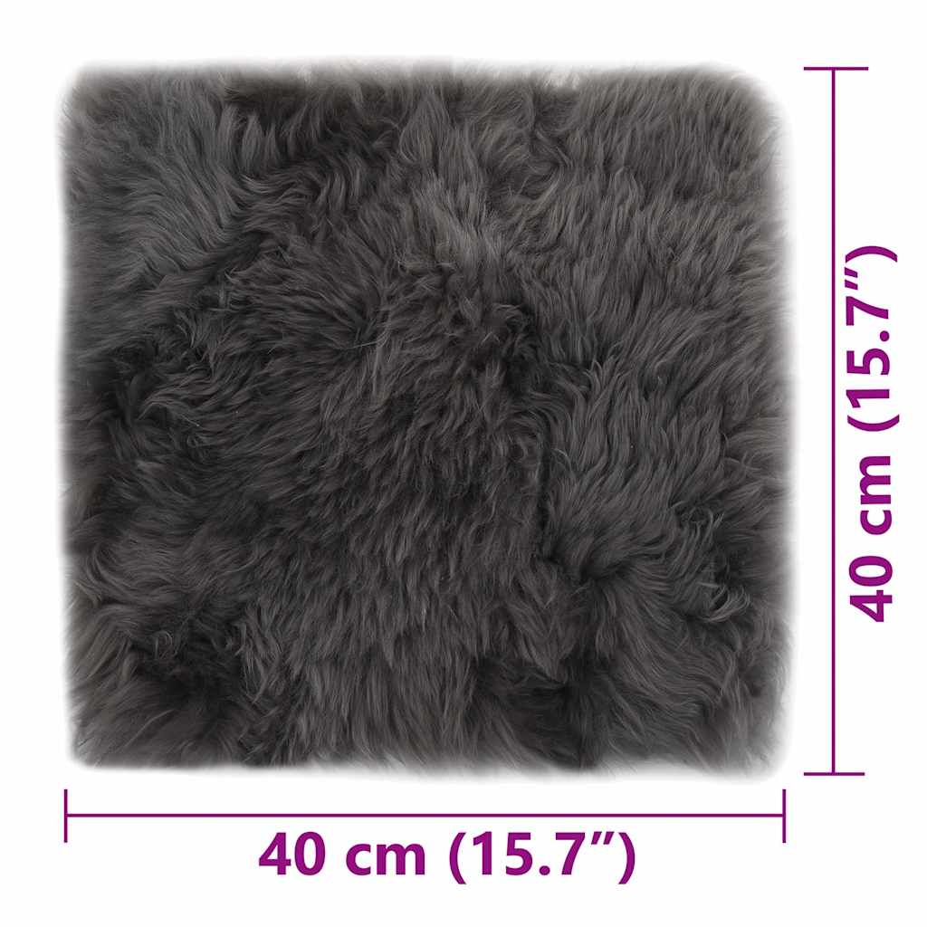Stoelkussens 2 st 40x40 cm echt schapenvacht lichtgrijs – afbeelding 6