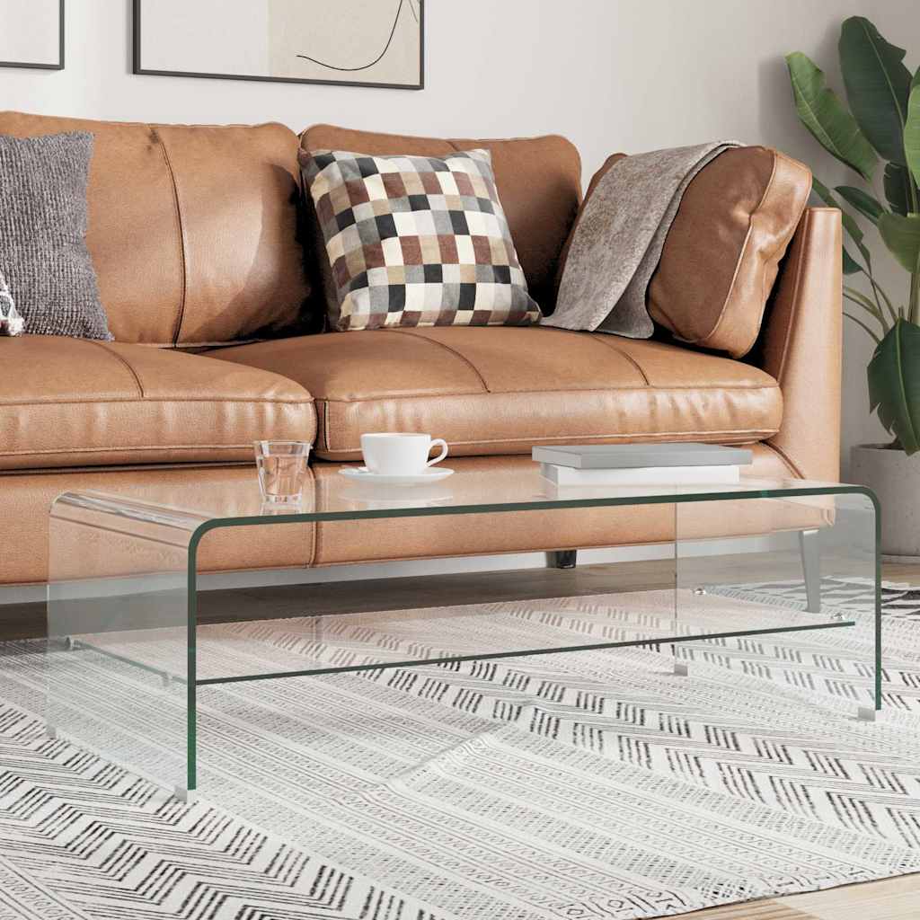 Salontafel 98x45x31 cm gehard glas transparant – afbeelding 1