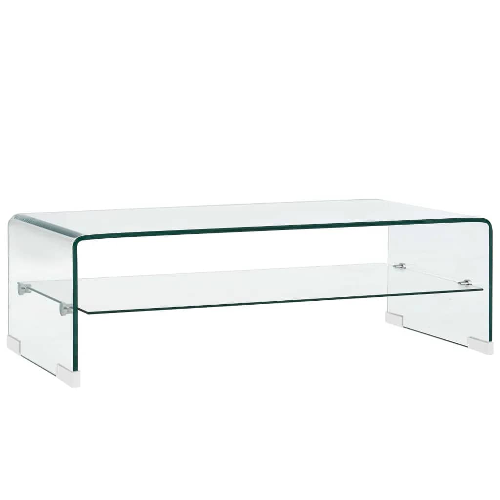 Salontafel 98x45x31 cm gehard glas transparant – afbeelding 2