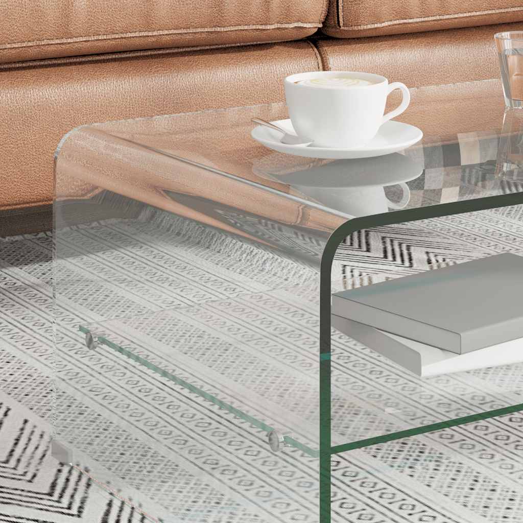 Salontafel 98x45x31 cm gehard glas transparant – afbeelding 3