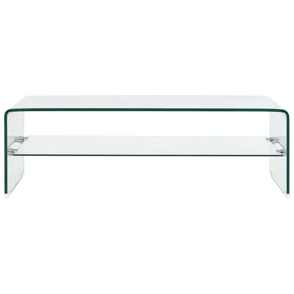 Salontafel 98x45x31 cm gehard glas transparant – afbeelding 4