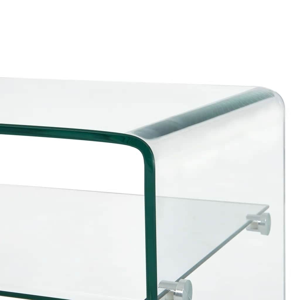 Salontafel 98x45x31 cm gehard glas transparant – afbeelding 5