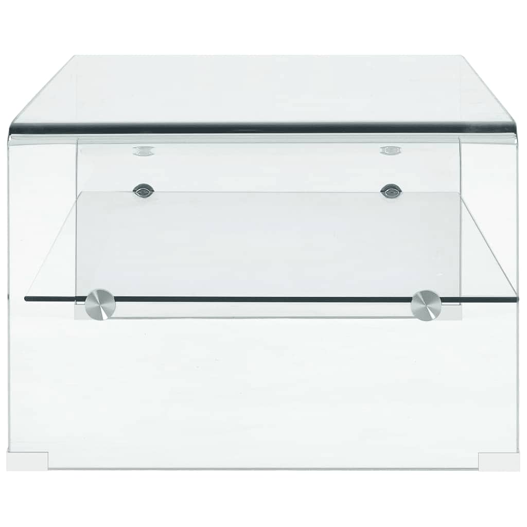 Salontafel 98x45x31 cm gehard glas transparant – afbeelding 6