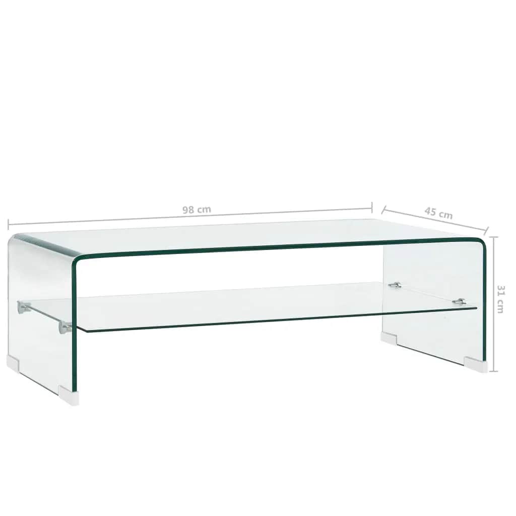 Salontafel 98x45x31 cm gehard glas transparant – afbeelding 7