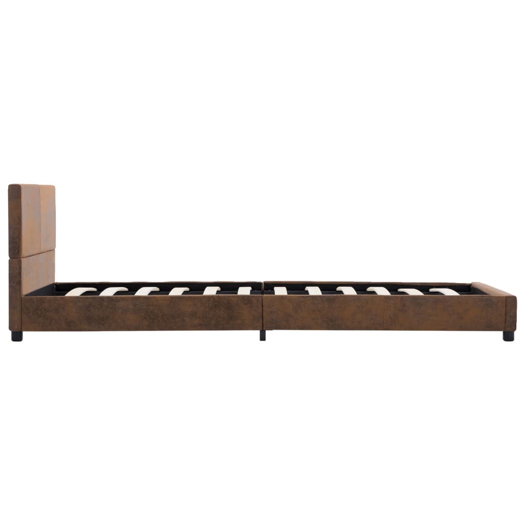 Bedframe kunstsuède bruin 90x200 cm – afbeelding 4