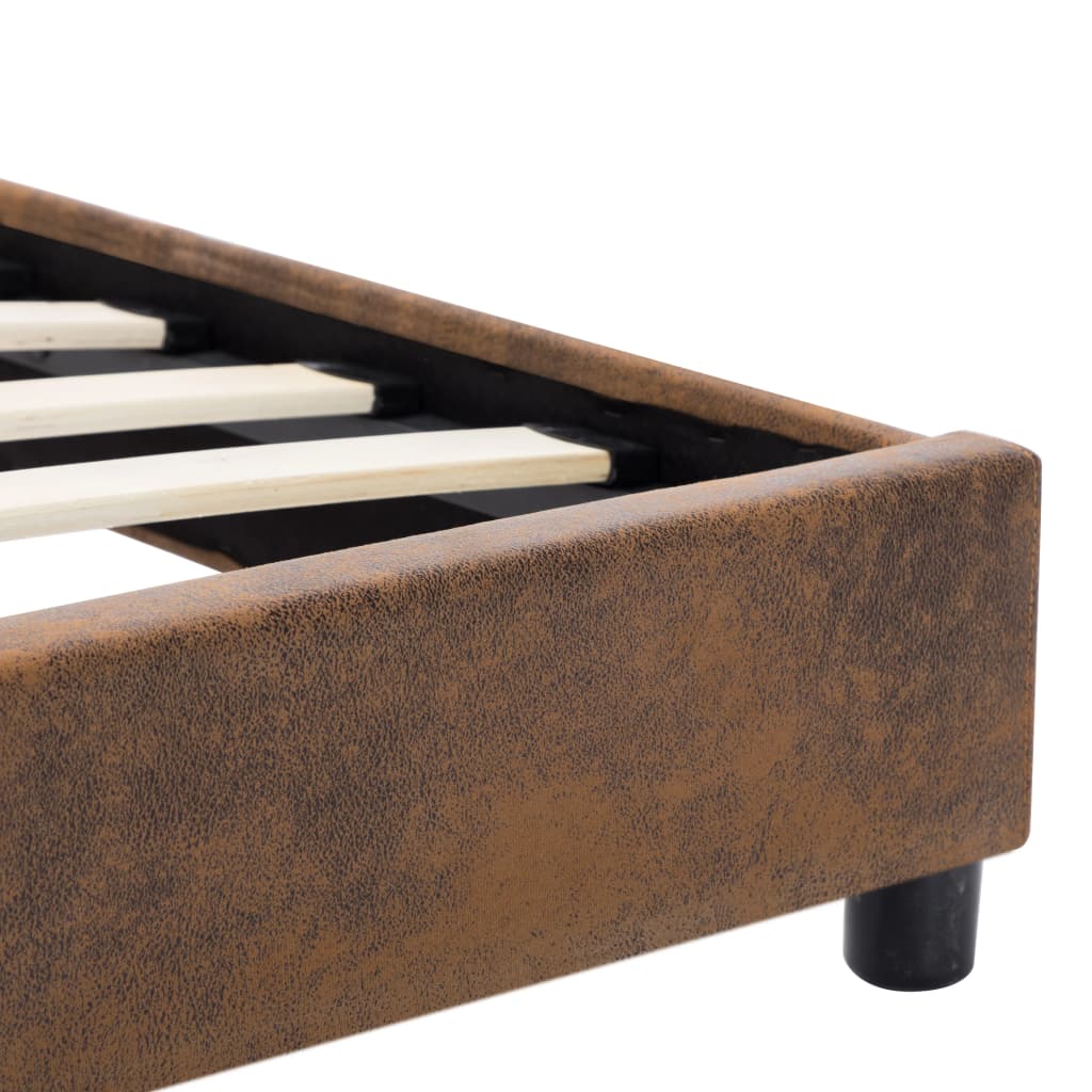 Bedframe kunstsuède bruin 90x200 cm – afbeelding 5
