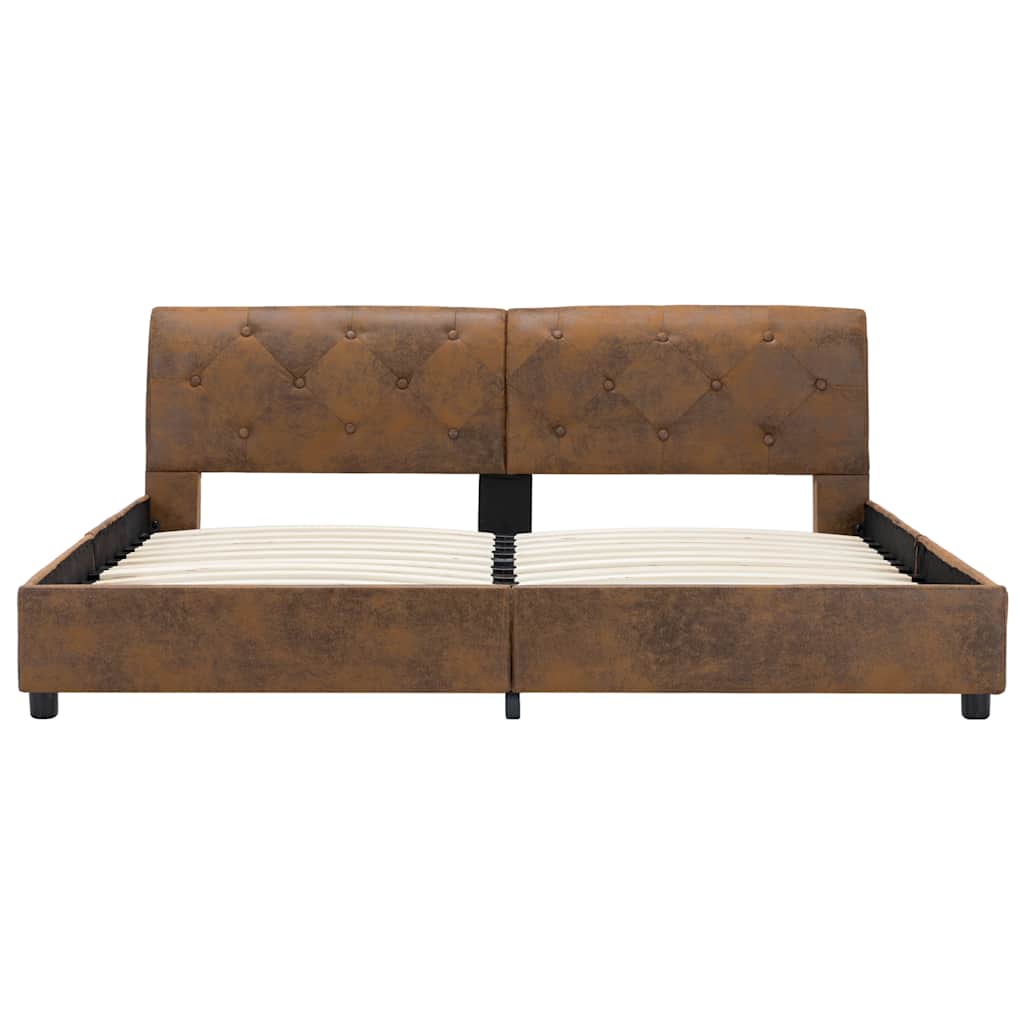 Bedframe kunstsuède bruin 160x200 cm – afbeelding 5
