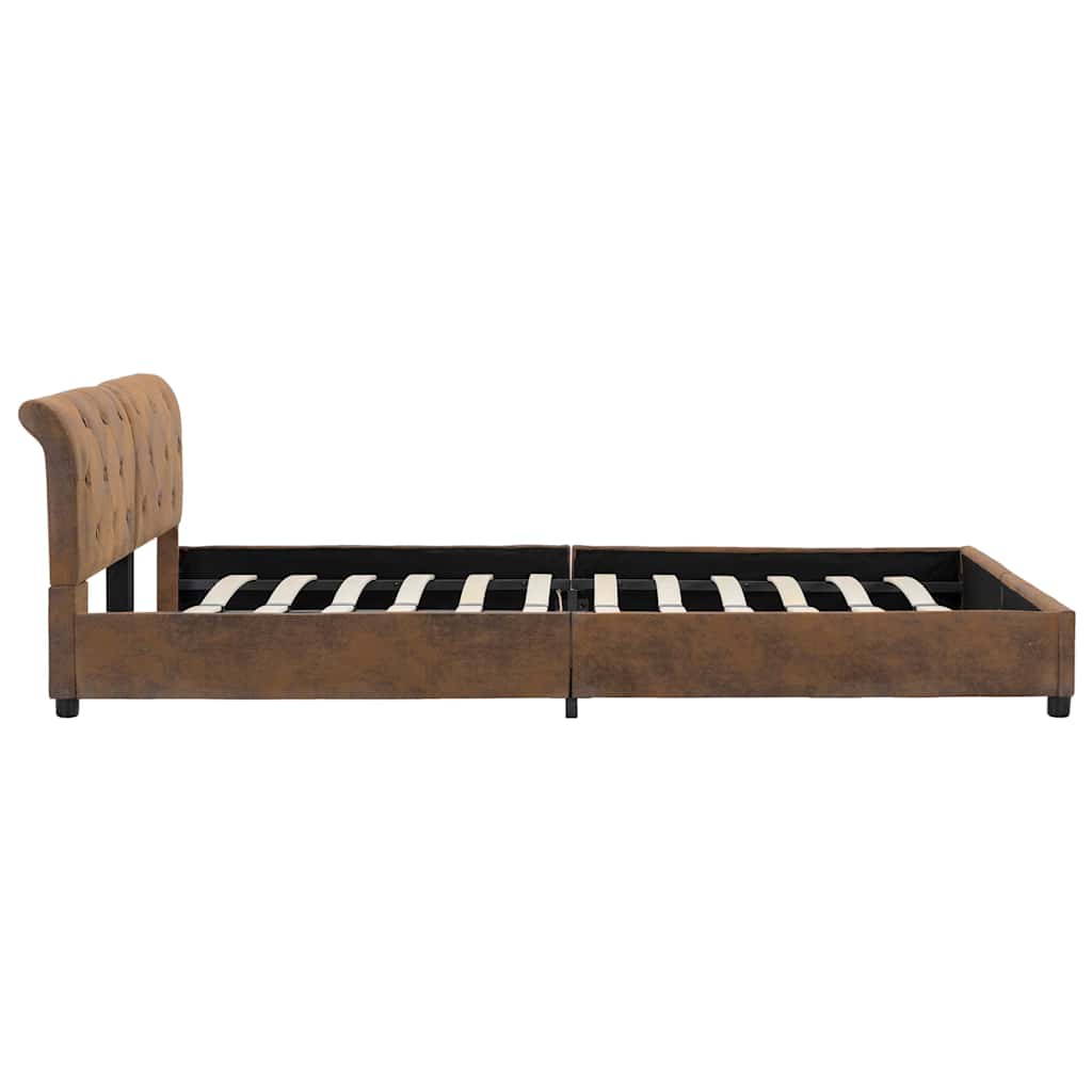 Bedframe kunstsuède bruin 160x200 cm – afbeelding 6
