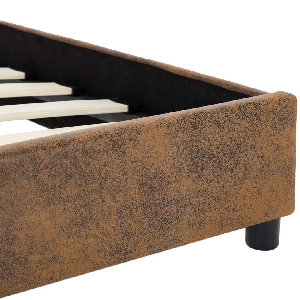 Bedframe kunstsuède bruin 160x200 cm – afbeelding 8