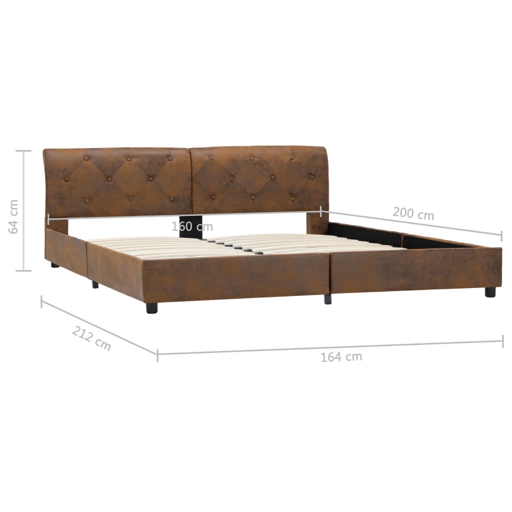 Bedframe kunstsuède bruin 160x200 cm – afbeelding 9
