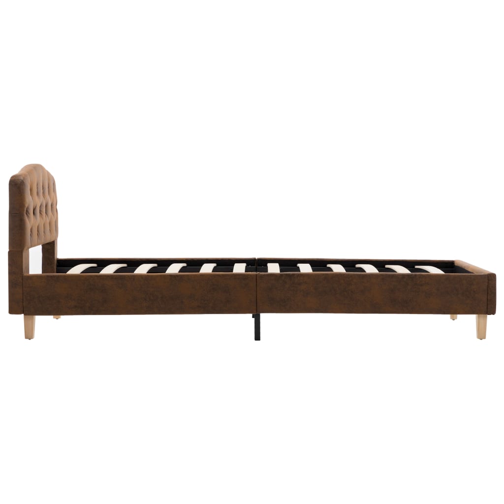 Bedframe kunstsuède bruin 90x200 cm – afbeelding 6