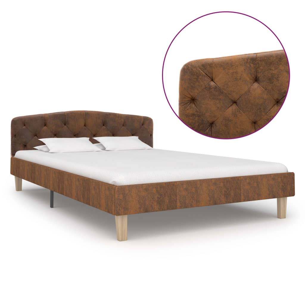 Bedframe kunstsuède bruin 120x200 cm – afbeelding 1