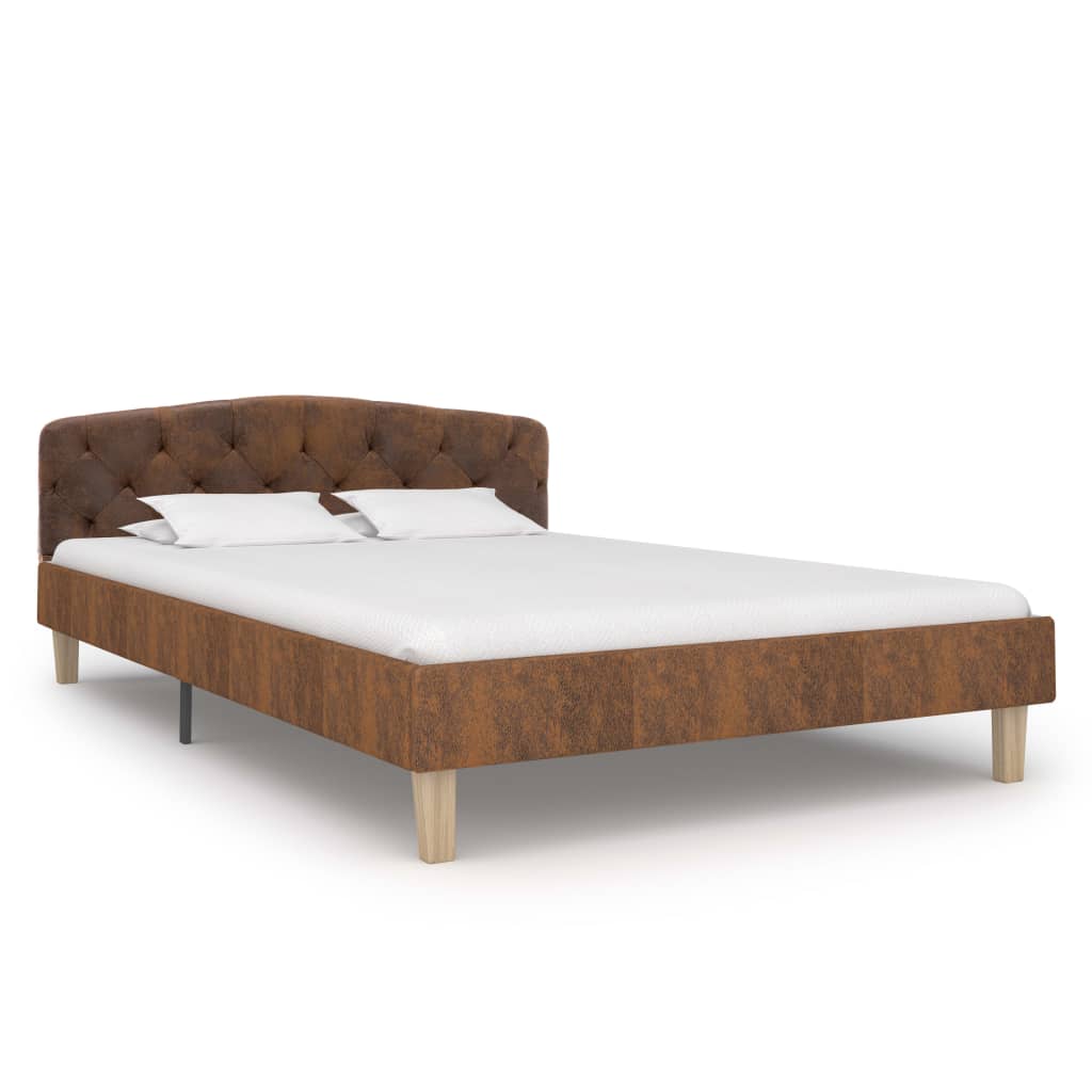 Bedframe kunstsuède bruin 120x200 cm – afbeelding 2