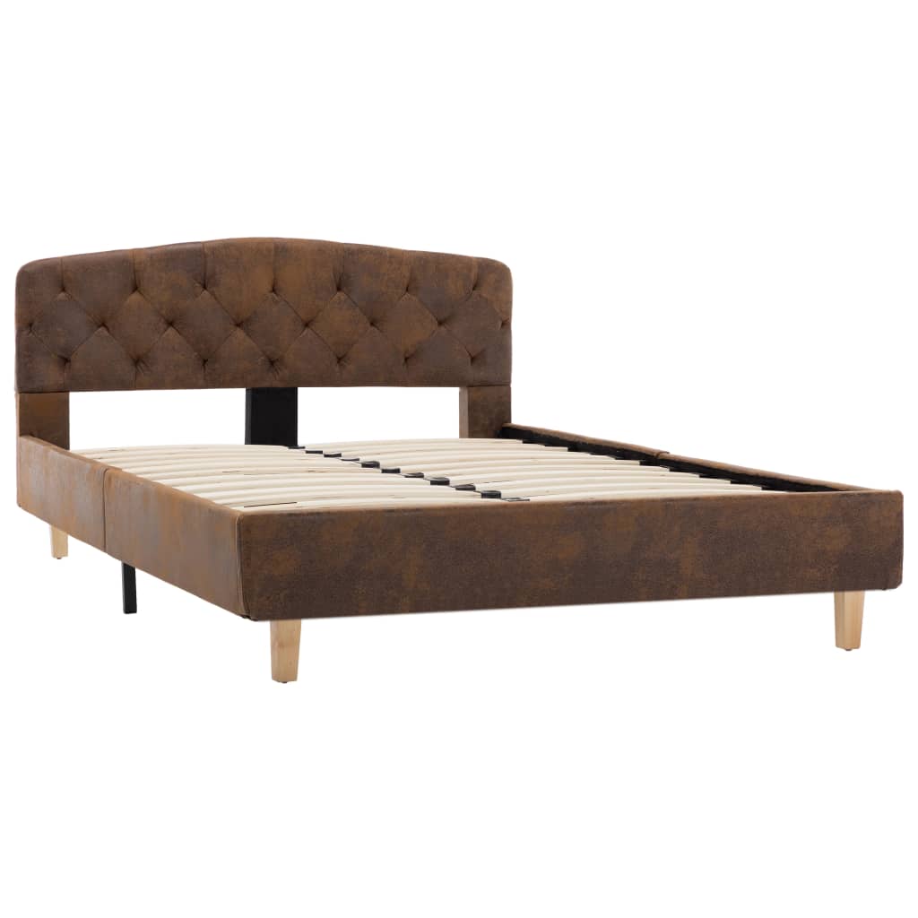 Bedframe kunstsuède bruin 120x200 cm – afbeelding 3