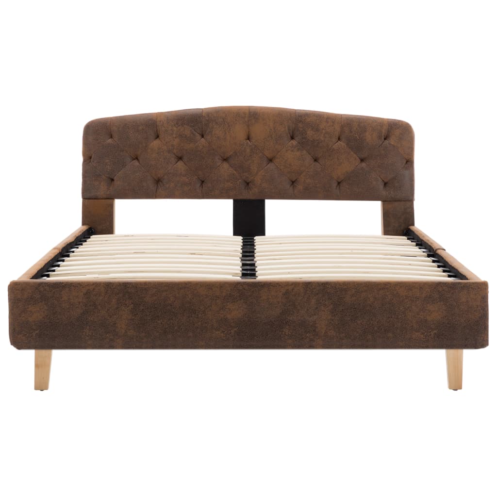 Bedframe kunstsuède bruin 120x200 cm – afbeelding 4