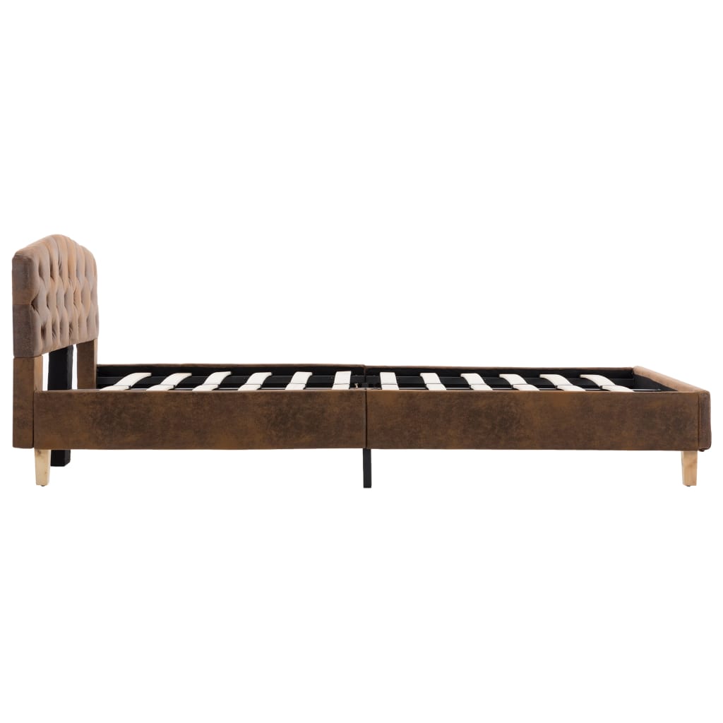 Bedframe kunstsuède bruin 120x200 cm – afbeelding 5
