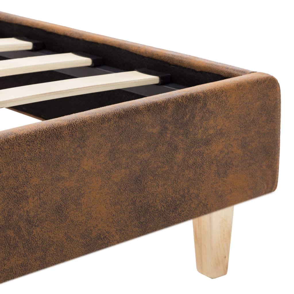 Bedframe kunstsuède bruin 120x200 cm – afbeelding 7