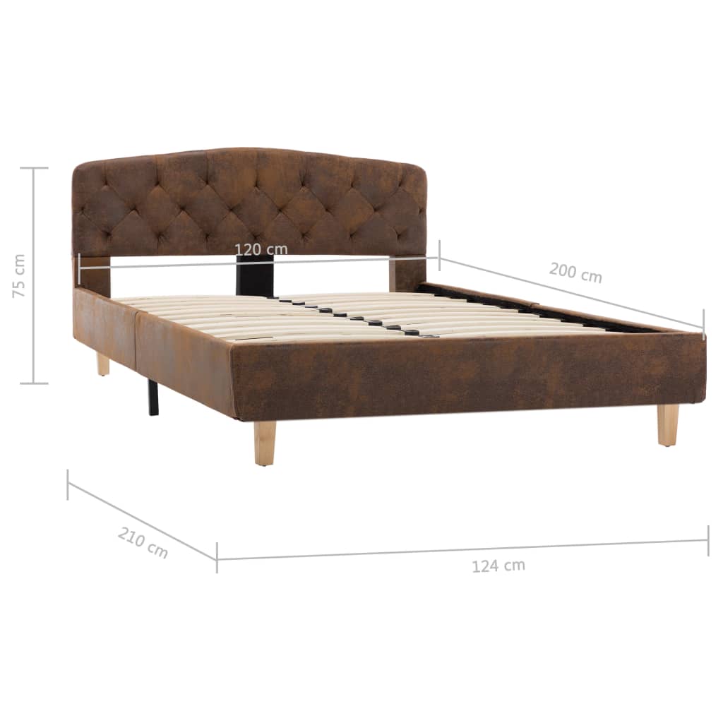 Bedframe kunstsuède bruin 120x200 cm – afbeelding 8