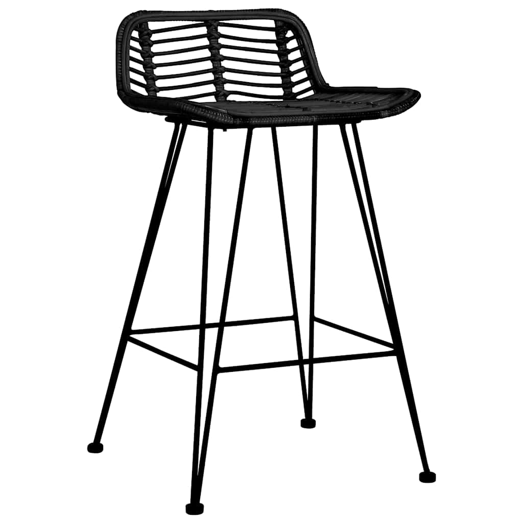 Barstoelen 2 st rattan zwart – afbeelding 2