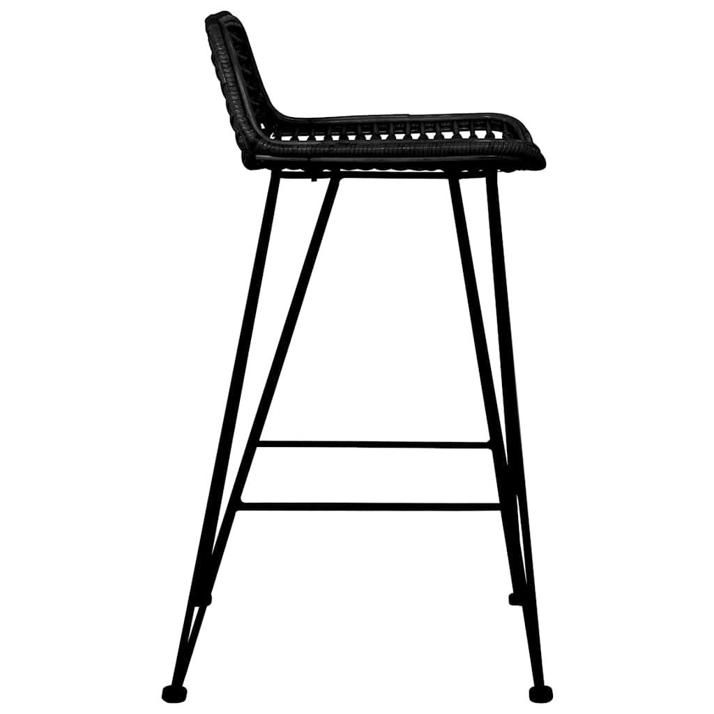 Barstoelen 2 st rattan zwart – afbeelding 4