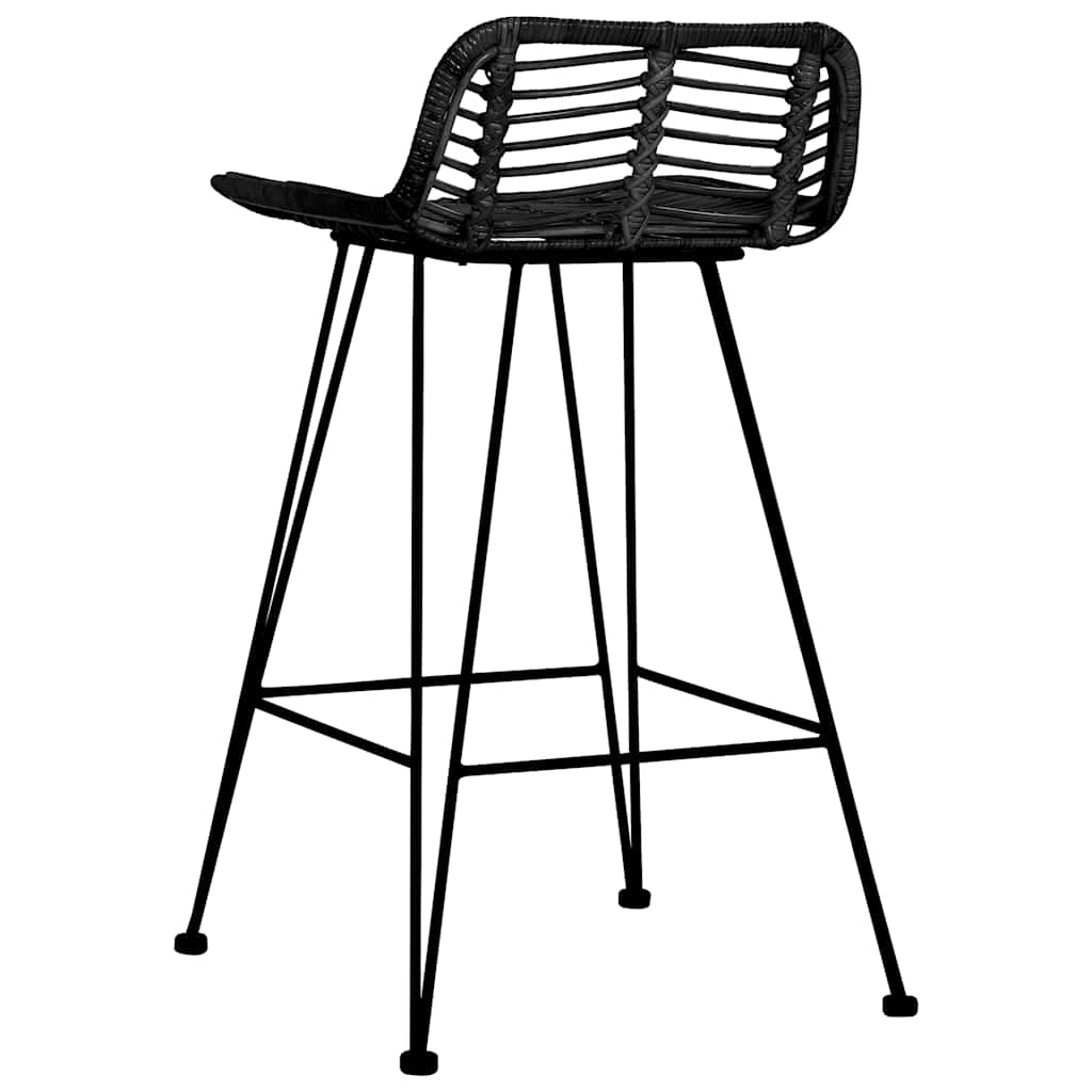 Barstoelen 2 st rattan zwart – afbeelding 5