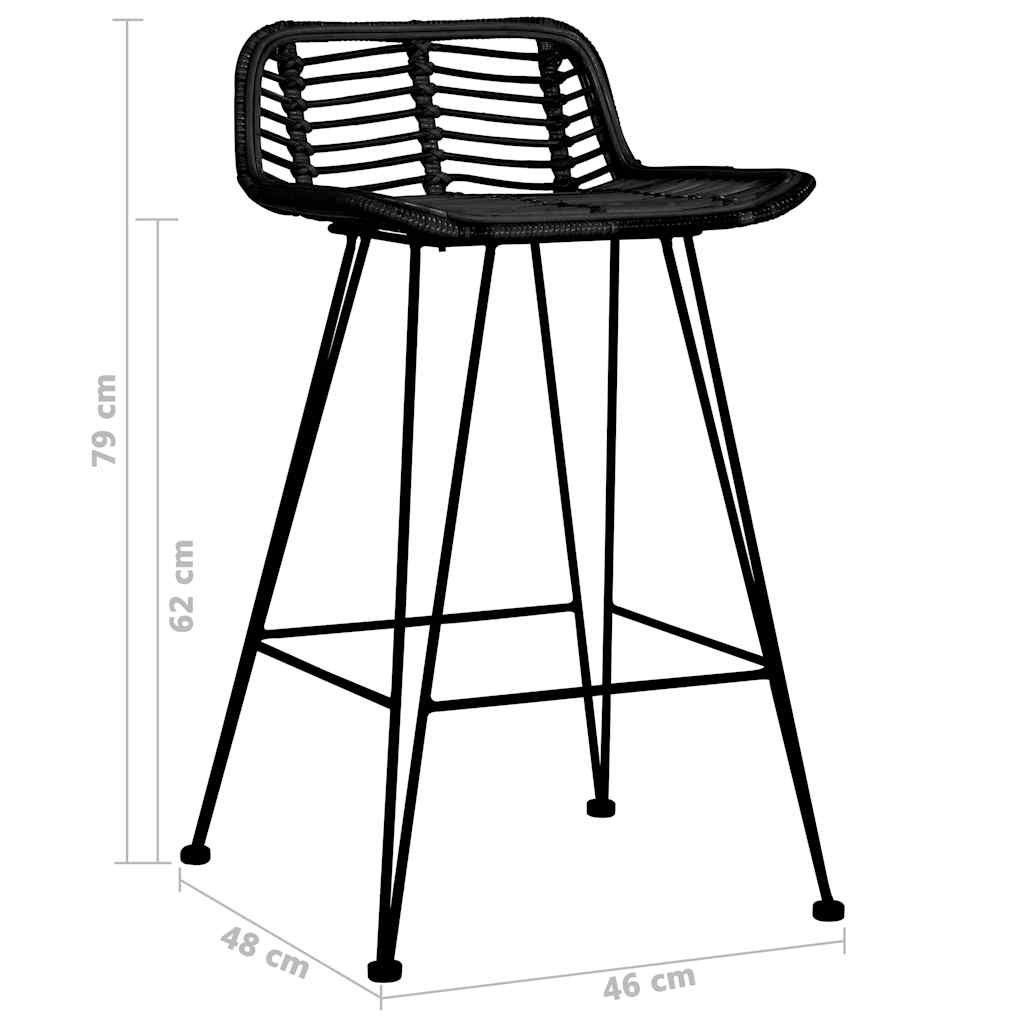 Barstoelen 2 st rattan zwart – afbeelding 7