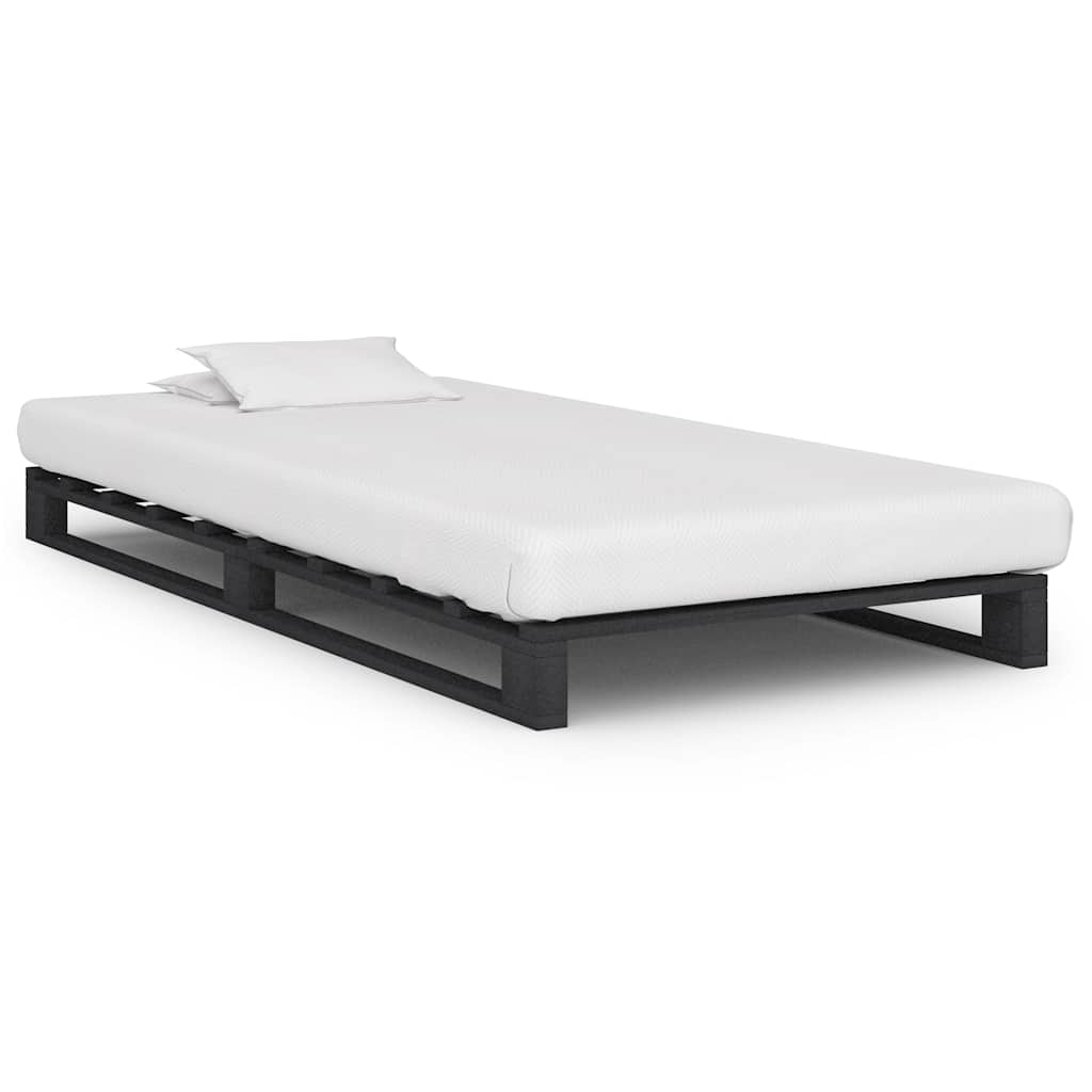 Bedframe pallet massief grenenhout grijs 100x200 cm – afbeelding 1