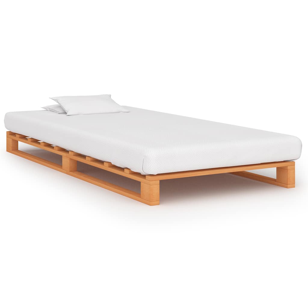 Bedframe pallet massief grenenhout bruin 90x200 cm – afbeelding 1