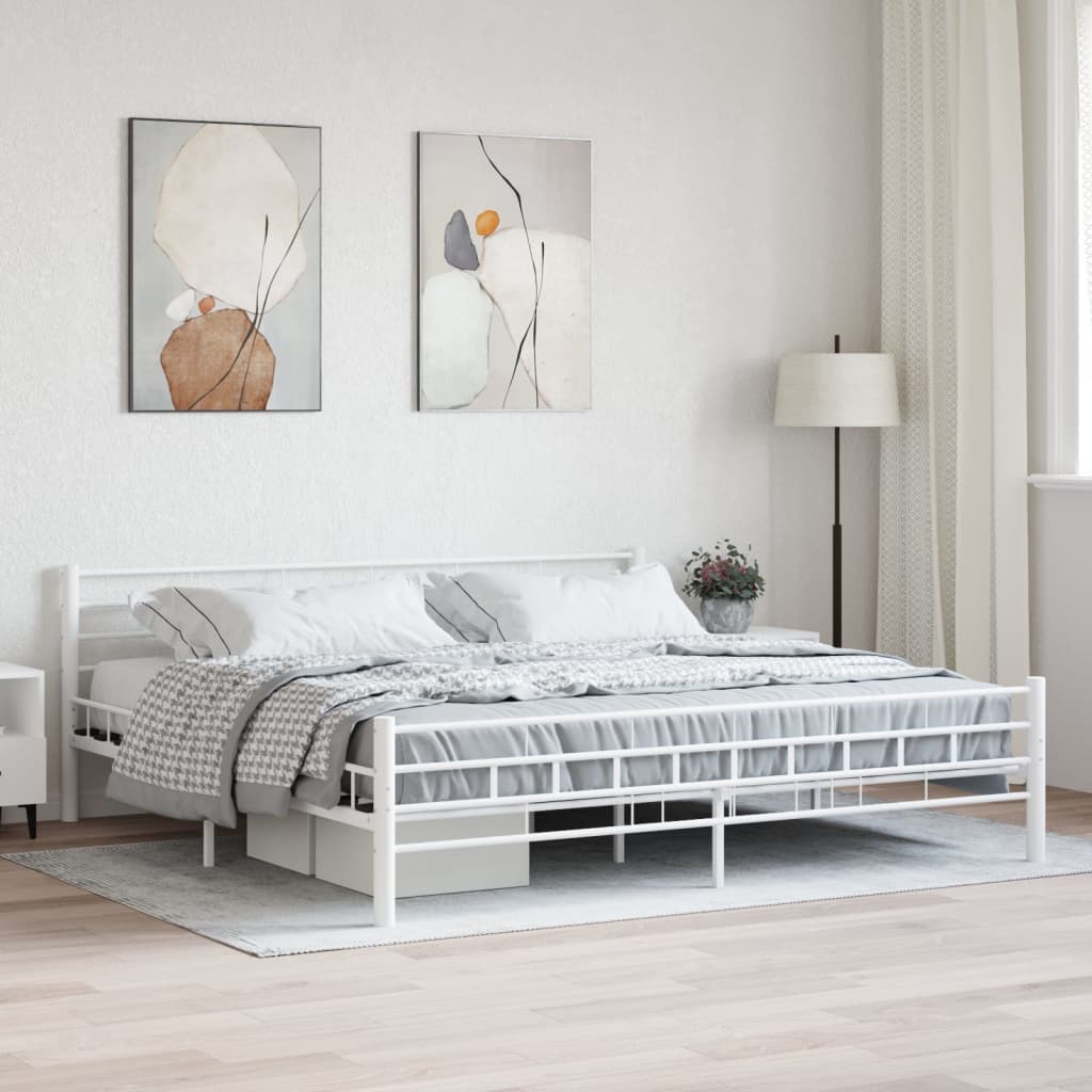 Bedframe metaal wit 200x200 cm – afbeelding 1