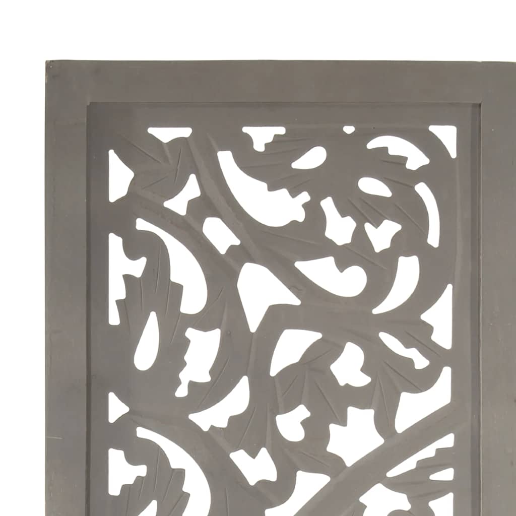 Kamerscherm 3 panelen handgesneden 120x165 cm mangohout grijs – afbeelding 3